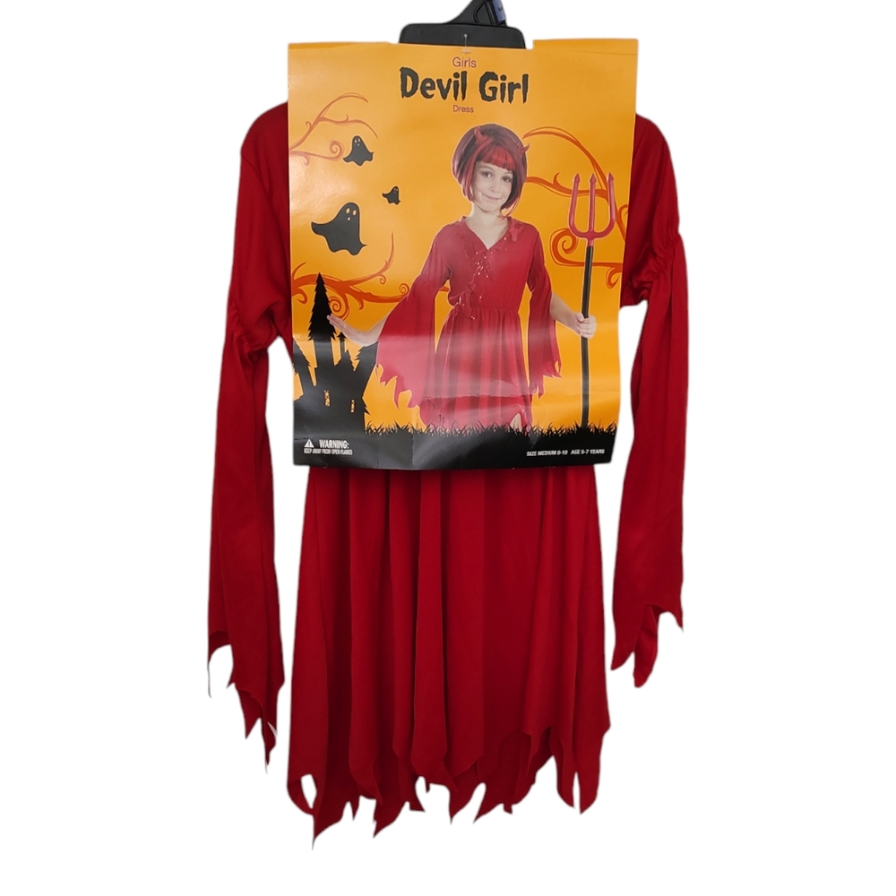 New Rubie's Girl's Devil Halloween Costume Red Dress Medium